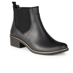 Kate Spade Black Ankle Boots with Gold Trim
